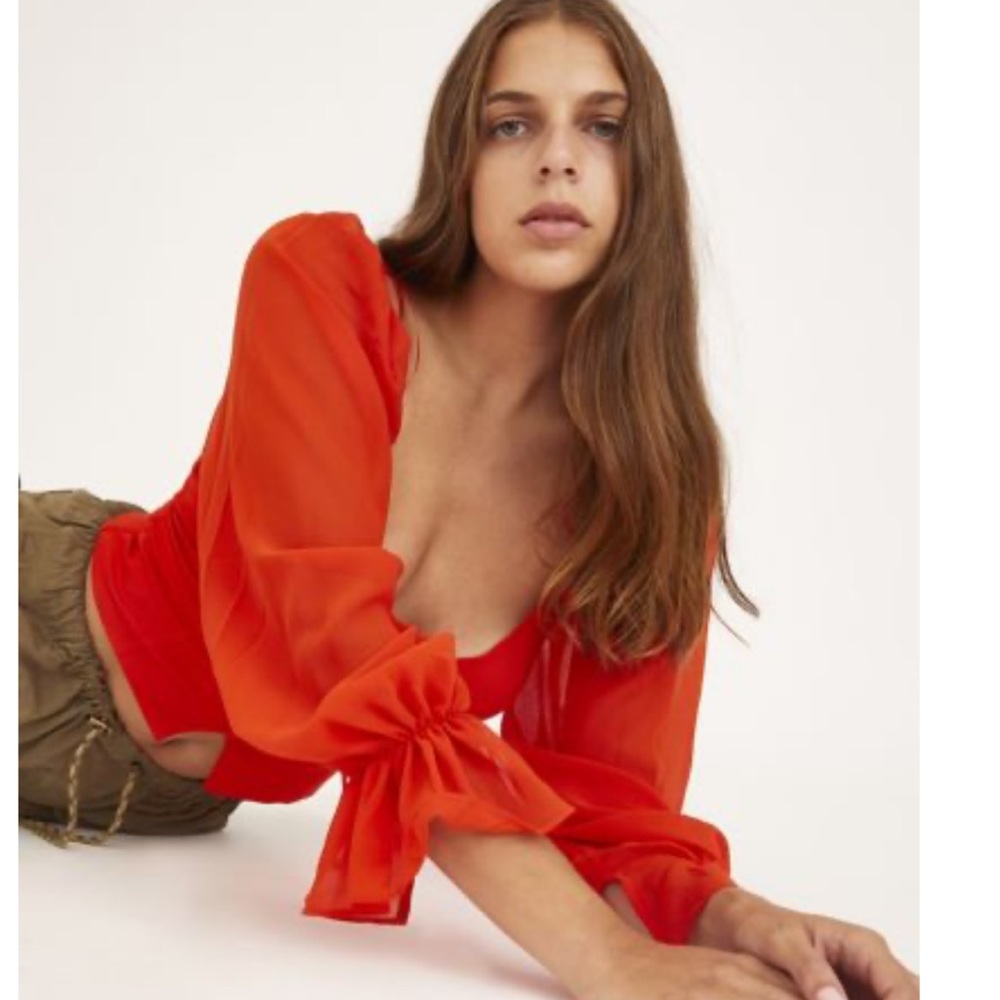 UO Topanga Button-Front Cropped Blouse